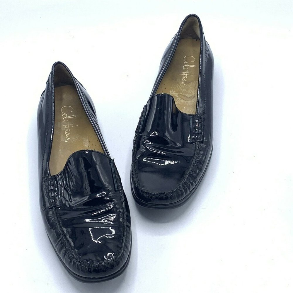 COLE HAAN NikeAir Black Patent-Leather Pleather